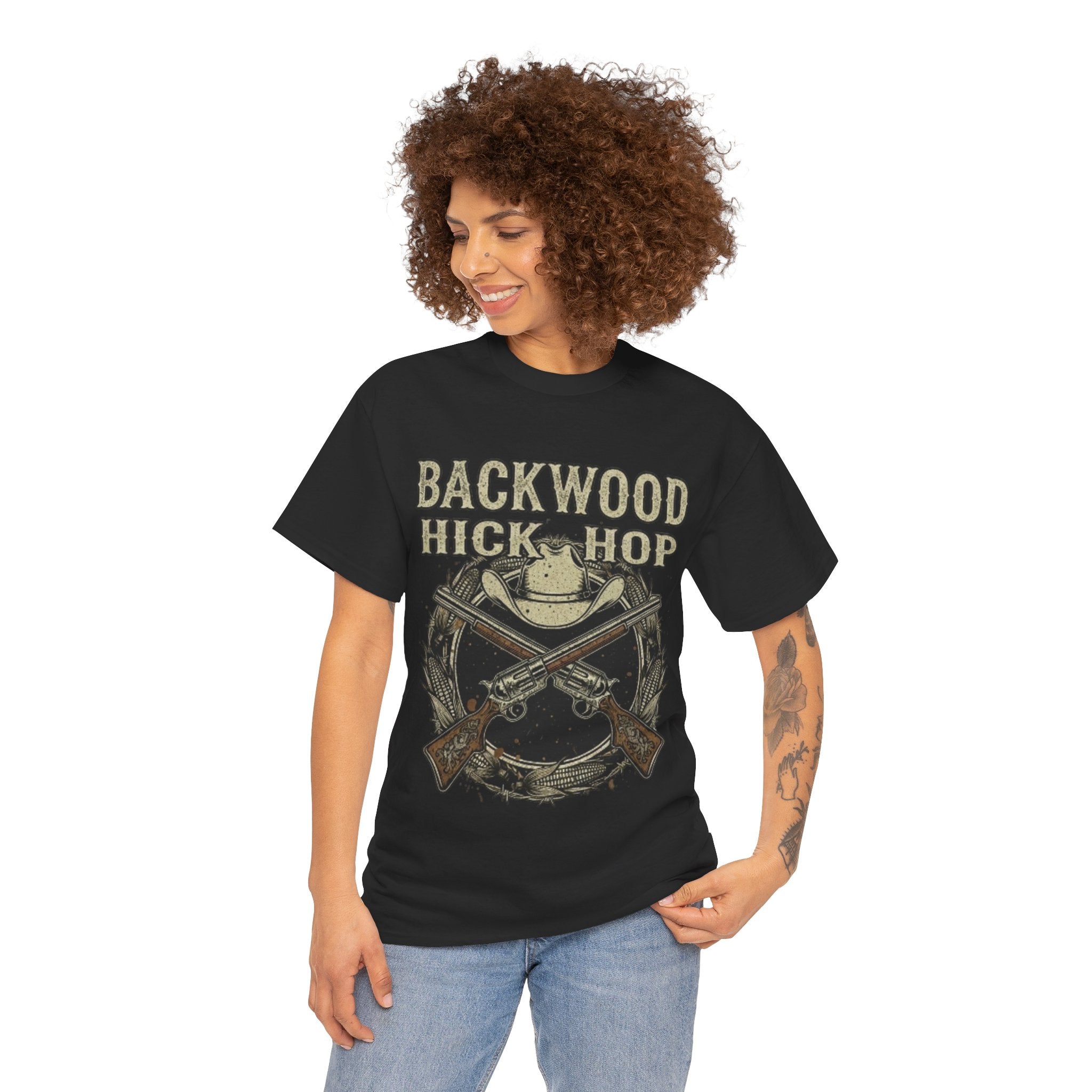 Backwood Hick Hop T-Shirt — Vintage Crossed Rifles Country Hip-Hop Tee