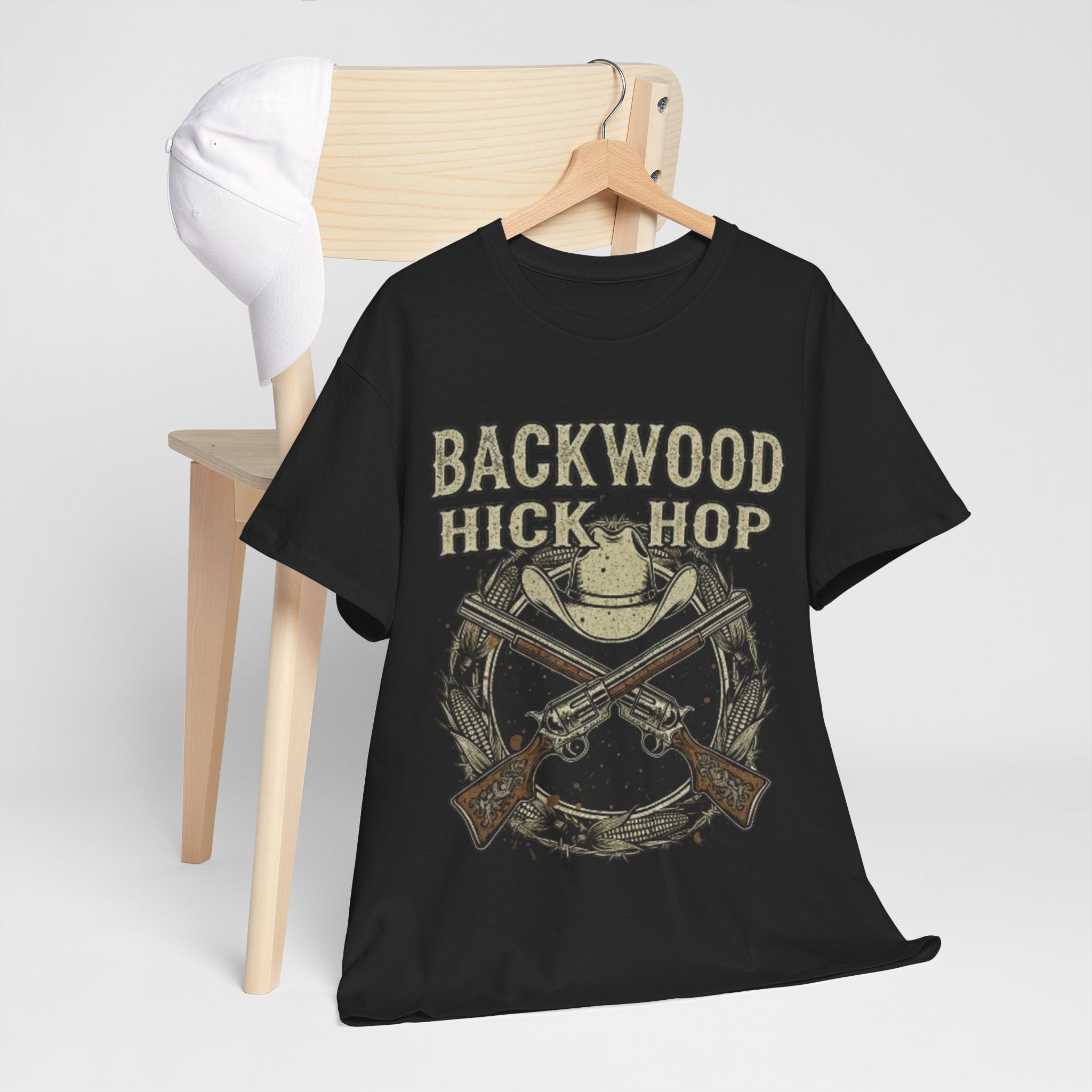 Backwood Hick Hop T-Shirt — Vintage Crossed Rifles Country Hip-Hop Tee