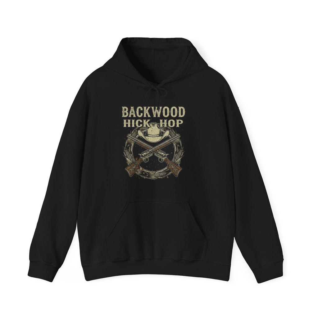Hoodie — "Backwood Hick-Hop" Vintage Country Rifle & Hat Graphic Hoodie