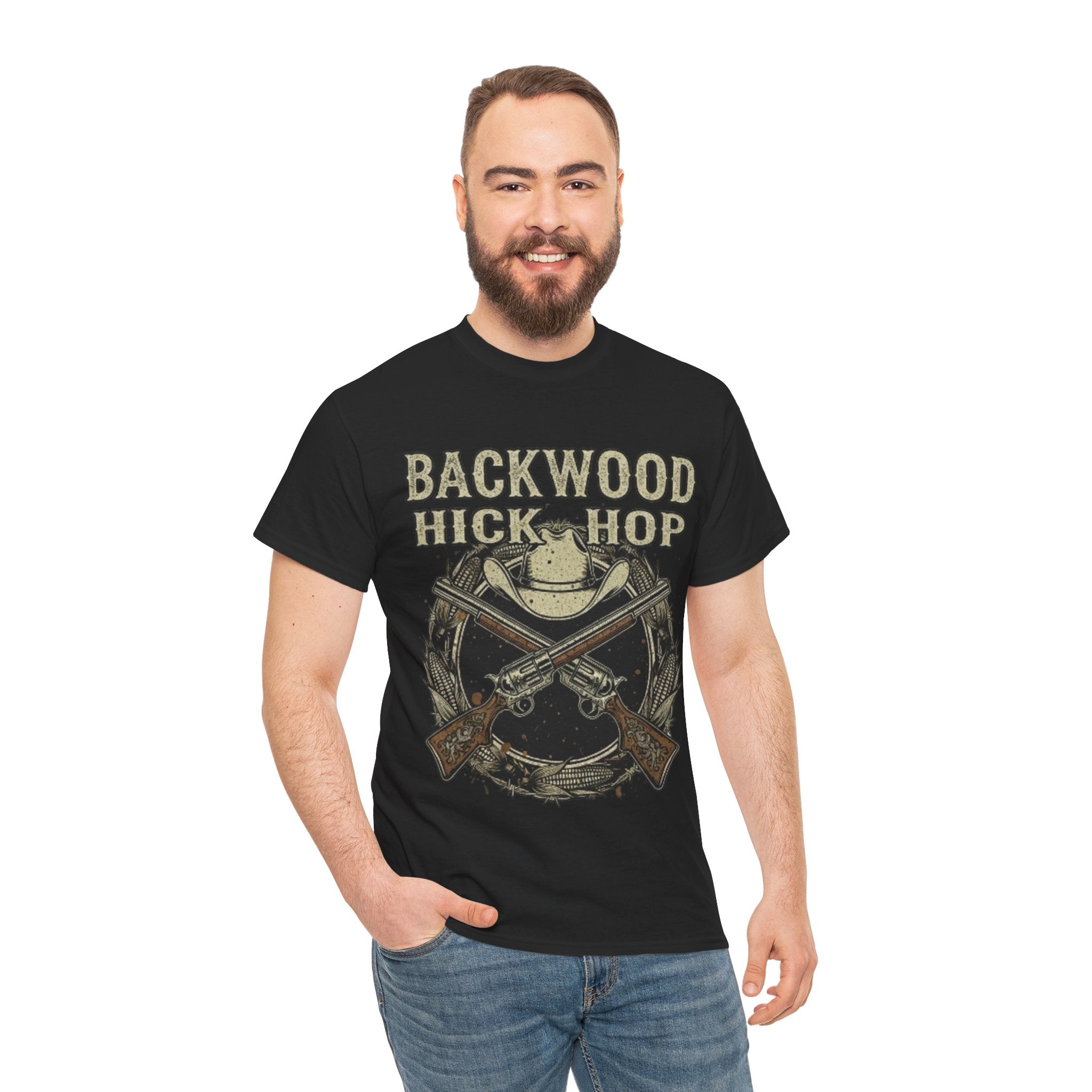 Backwood Hick Hop T-Shirt — Vintage Crossed Rifles Country Hip-Hop Tee